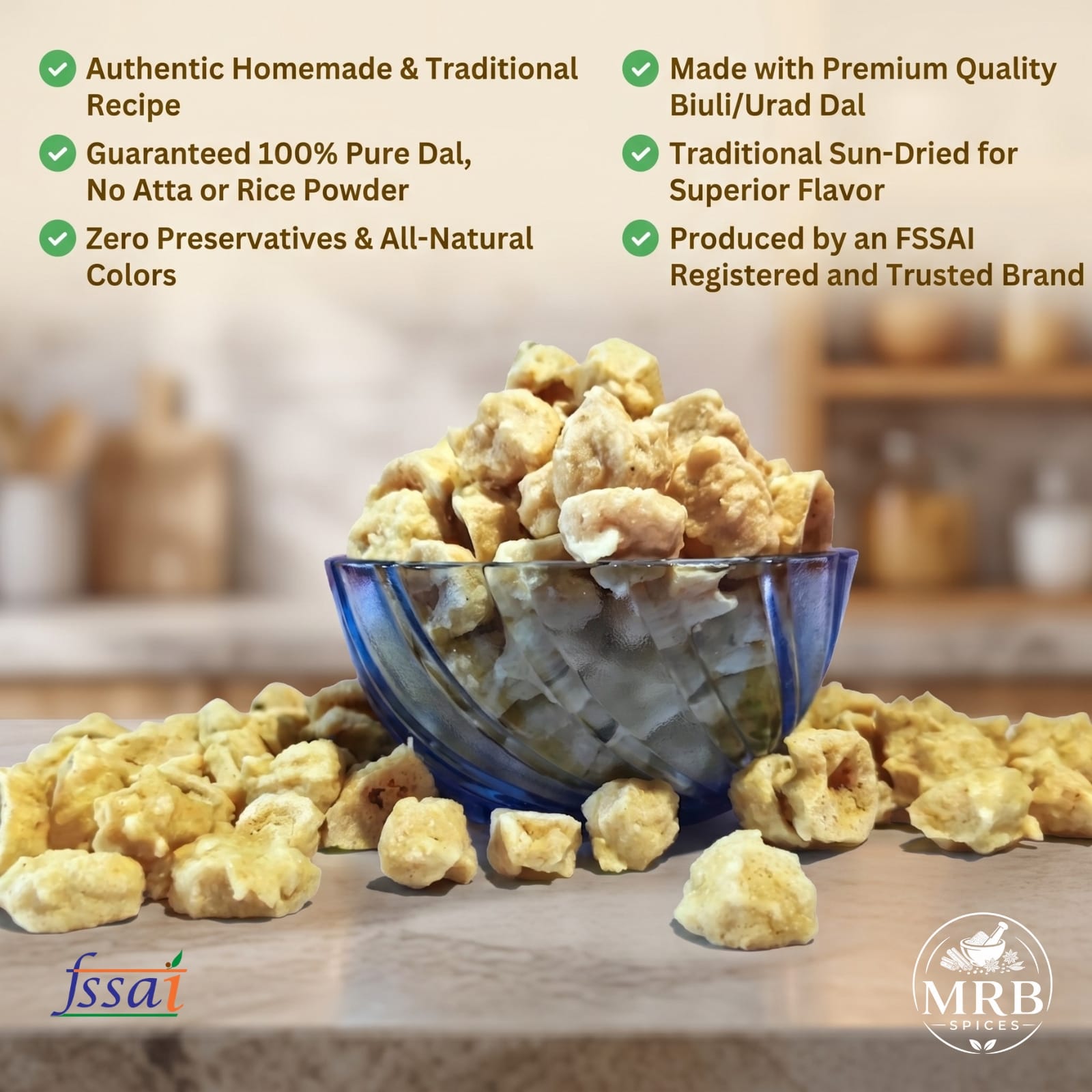 Pure Urad Dal Bori 100% Handmade Ingredients